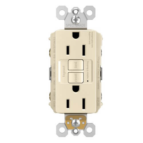 Radiant Spec-Grade Self-Test GFCI Receptacle, 15A - Light Almond (125V)