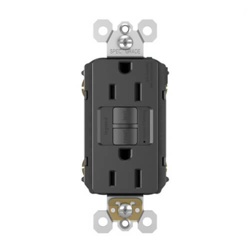 Main product image of Radiant Spec-Grade Tamper-Resistant Self-Test GFCI Receptacle, NEMA 15-5R, 15A - Black (125V)