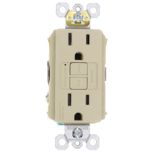 Radiant Spec-Grade Tamper-Resistant Self-Test GFCI Receptacle, NEMA 15-5R, 15A - Ivory (125V)