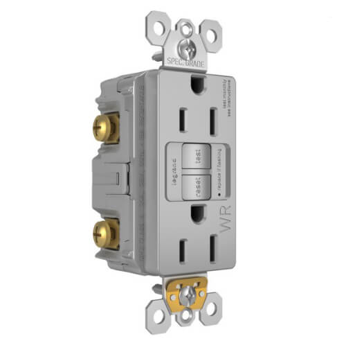 Radiant Spec-Grade Weather-Resistant Self-Test GFCI Receptacle, NEMA 15-5R, 15A - Gray (125V)