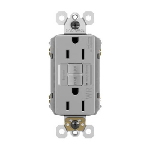 Radiant Spec-Grade Weather-Resistant Self-Test GFCI Receptacle, NEMA 15-5R, 15A - Gray (125V)