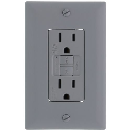 Main product image of Radiant Spec-Grade Weather-Resistant Self-Test GFCI Receptacle, NEMA 15-5R, 15A - Gray (125V)