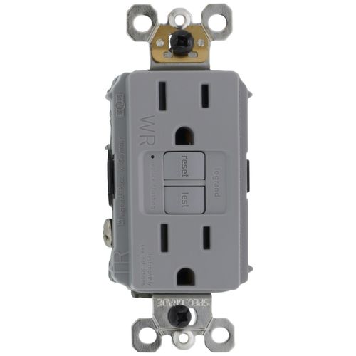 Main product image of Radiant Spec-Grade Weather-Resistant Self-Test GFCI Receptacle, NEMA 15-5R, 15A - Gray (125V)