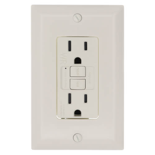 Radiant Spec-Grade Weather-Resistant Self-Test GFCI Receptacle, NEMA 15-5R, 15A - Light Almond (125V)
