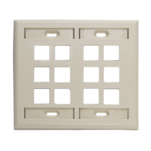 Main product image of Dual-Gang Quickport, Wallplate w/ ID Windows, 12-port (Ivory)