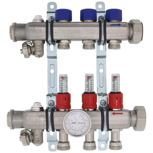Main product image of 3-Loop ProRadiant Stainless Steel Manifold Shut-Off/Balancing/Flow Meters