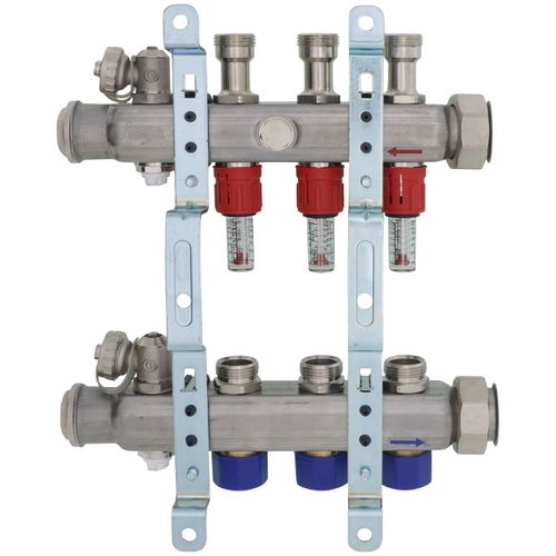 Main product image of 3-Loop ProRadiant Stainless Steel Manifold Shut-Off/Balancing/Flow Meters