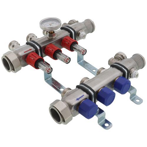Main product image of 3-Loop ProRadiant Stainless Steel Manifold Shut-Off/Balancing/Flow Meters