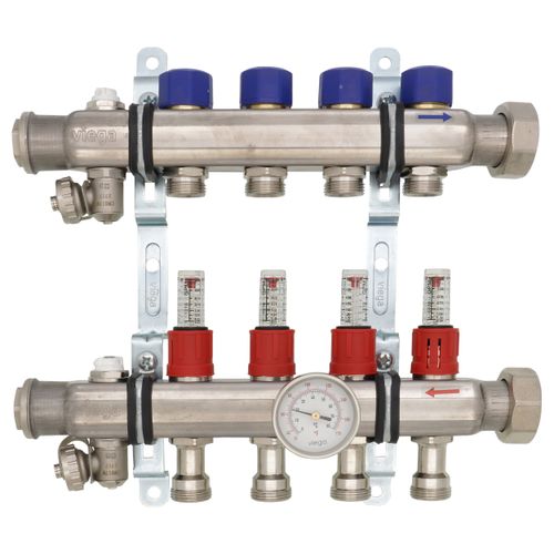 Main product image of 4-Loop ProRadiant Stainless Steel Manifold Shut-Off/Balancing/Flow Meters