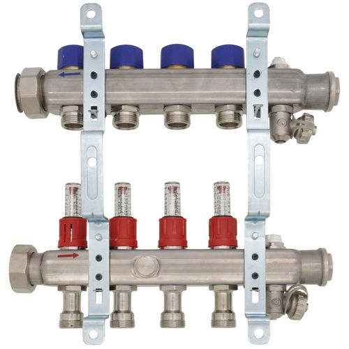 Main product image of 4-Loop ProRadiant Stainless Steel Manifold Shut-Off/Balancing/Flow Meters