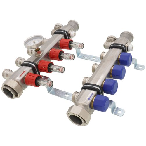 Main product image of 4-Loop ProRadiant Stainless Steel Manifold Shut-Off/Balancing/Flow Meters