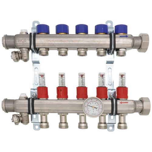 Main product image of 5-Loop ProRadiant Stainless Steel Manifold Shut-Off/Balancing/Flow Meters