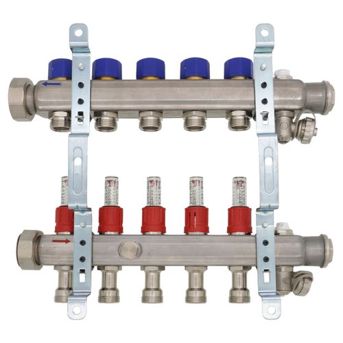 Main product image of 5-Loop ProRadiant Stainless Steel Manifold Shut-Off/Balancing/Flow Meters