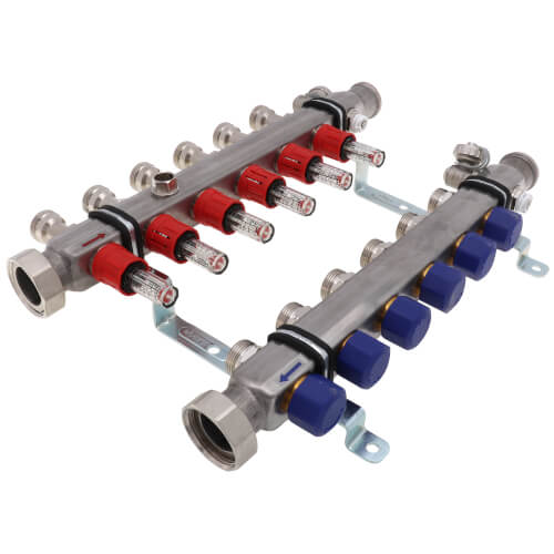 6-Loop ProRadiant Stainless Steel Manifold Shut-Off/Balancing/Flow Meters