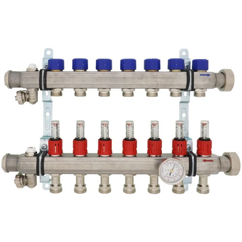 Main product image of 7-Loop ProRadiant Stainless Steel Manifold Shut-Off/Balancing/Flow Meters
