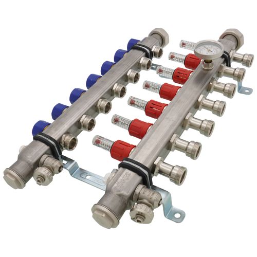Main product image of 7-Loop ProRadiant Stainless Steel Manifold Shut-Off/Balancing/Flow Meters