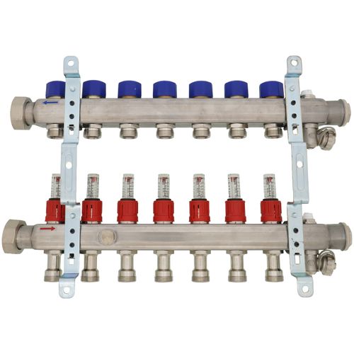 Main product image of 7-Loop ProRadiant Stainless Steel Manifold Shut-Off/Balancing/Flow Meters