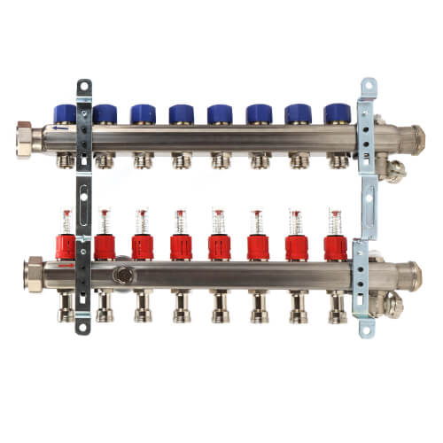 8-Loop ProRadiant Stainless Steel Manifold Shut-Off/Balancing/Flow Meters