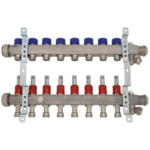 Main product image of 8-Loop ProRadiant Stainless Steel Manifold Shut-Off/Balancing/Flow Meters