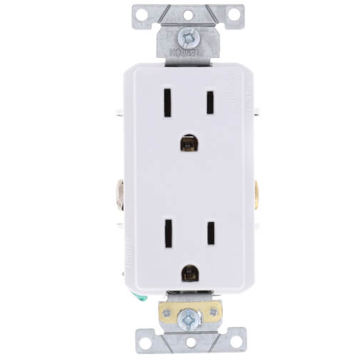 Main product image of 2 Pole Decora Plus Duplex Receptacle, Side Wired, 15A, NEMA 5-15R, White - (125V)