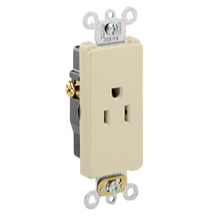 Main product image of Decora Plus Single Receptacle, 15A, NEMA 5-15R, 2P - Ivory (125V)