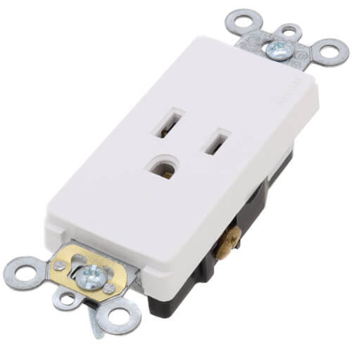 16251W Leviton 16251W Decora Plus Single Receptacle, 15A, NEMA 5