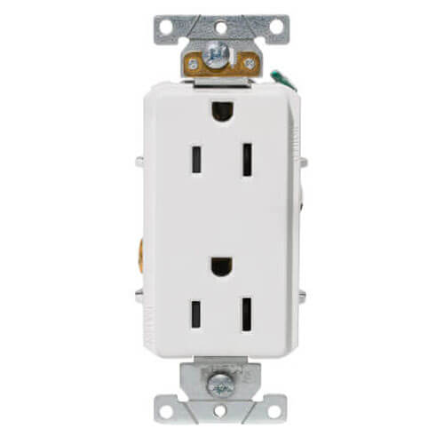 Main product image of 2 Pole Decora Plus Duplex Receptacle, Back and Side Wired, 15A, NEMA 5-15R, White - (125V)