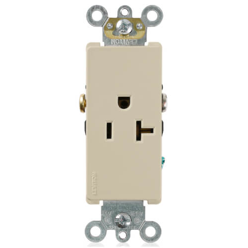 Main product image of Decora Plus Commercial Grade Duplex Single Receptacle, 20A - Ivory (125V)