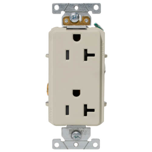 Main product image of Decora Plus Duplex Receptacle, Side Wired, 15A, NEMA 5-20R, 2P, Light Almond (125V)