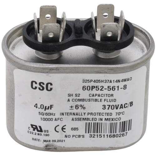 Main product image of Oval Capacitor with Mounting Bracket 370V (4 MFD), 163894