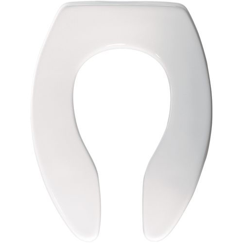 Main product image of Elongated Open Front Commercial Plastic Toilet Seat, Self-Sustaining Check Hinge, No Cover, STA-TITE (White)
