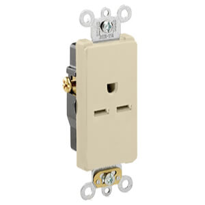 Main product image of Decora Plus Single Receptacle, Side Wire, 15A, NEMA 6-15R, 2P - Ivory (250V)