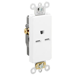 Main product image of Decora Plus Single Receptacle, Side Wire, 15A, NEMA 6-15R, 2P - White (250V)