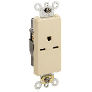 Main product image of Decora Plus Single Receptacle, Back/Side Wire, 15A, NEMA 6-15R, 2P - Ivory (250V)