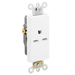 Main product image of Decora Plus Single Receptacle, Back/Side Wire, 15A, NEMA 6-15R, 2P - White (250V)
