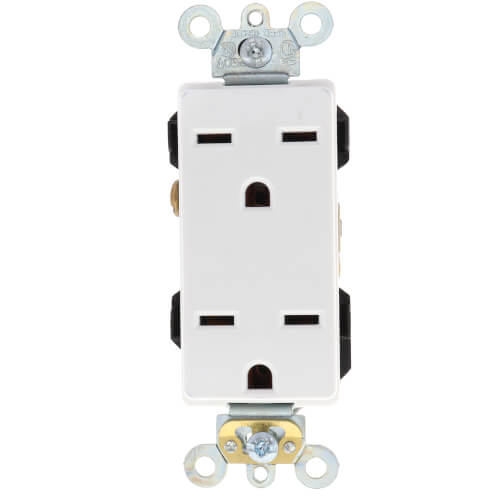 Main product image of Decora Plus Duplex Receptacle, Back/Side Wire, 15A, NEMA 6-15R, 2P, White (250V)