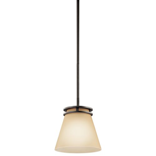 Main product image of Hendrik 8.75" 1 Light Mini Pendant w/ Light Umber Etched Glass (Olde Bronze)