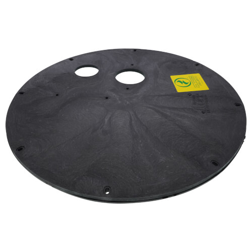 Main product image of Sump Basin Cover, 18" - One Piece Polyethylene Molded w/ 1-1/2" Discharge & Cord Grommet