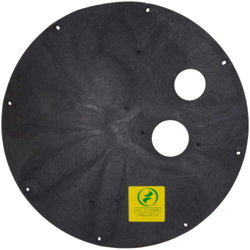 Main product image of Sump Basin Cover, 18" - One Piece Polyethylene Molded w/ 1-1/2" Discharge & Cord Grommet