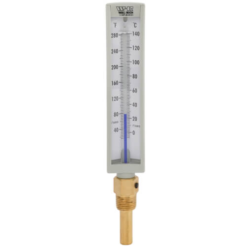 Wal-Rich, Economy Hot Water Thermometer, 40 - 280°F, 1/2 In