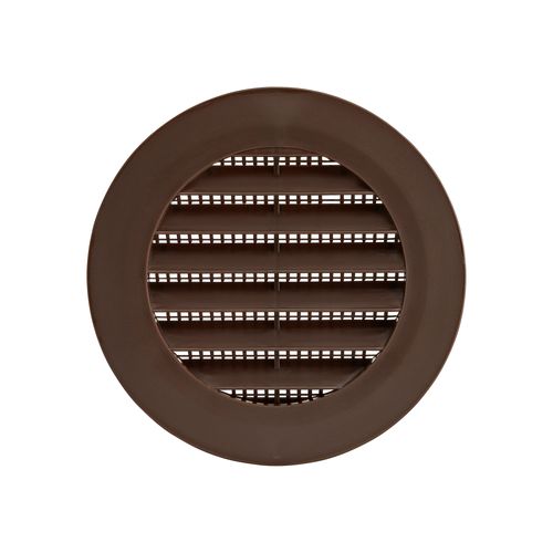 Main product image of 4" Brown Plastic Flush Mount Round Soffit Vent, Friction Fit