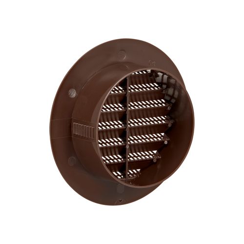Main product image of 4" Brown Plastic Flush Mount Round Soffit Vent, Friction Fit