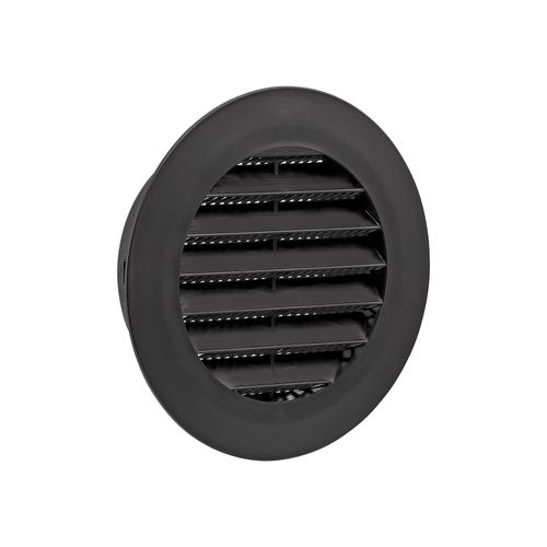 Main product image of 4" Black Plastic Flush Mount Round Soffit Vent, Friction Fit