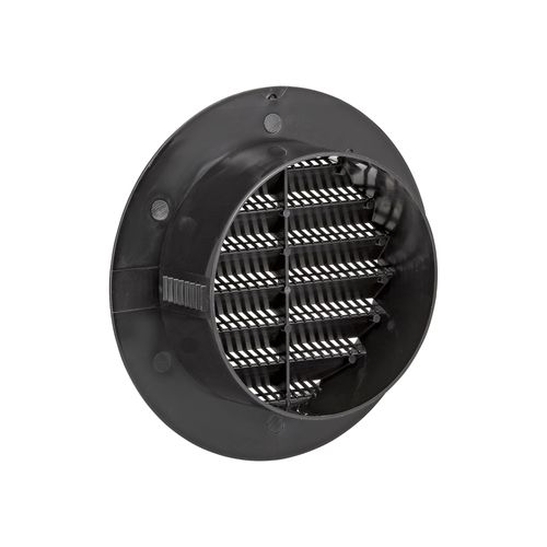 Main product image of 4" Black Plastic Flush Mount Round Soffit Vent, Friction Fit