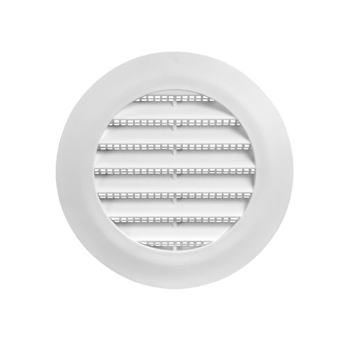 Main product image of 4" White Plastic Flush Mount Round Soffit Vent, Friction Fit