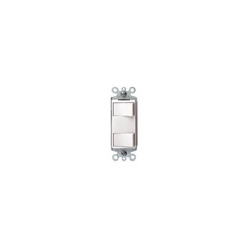 Single-Pole Decora Dual Rocker, Commercial Grade Combo Light Switch - White (120V)