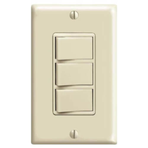 Single-Pole, Commercial Grade Three Rocker Combo Switch - Ivory (120V)