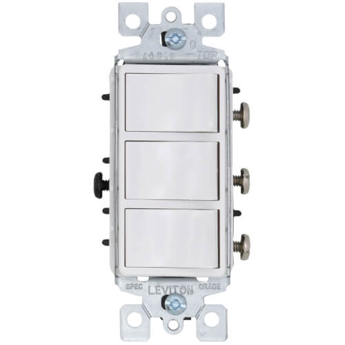 Main product image of Single-Pole Decora 3 Rocker, Commercial Grade Combo Light Switch - White (120V)