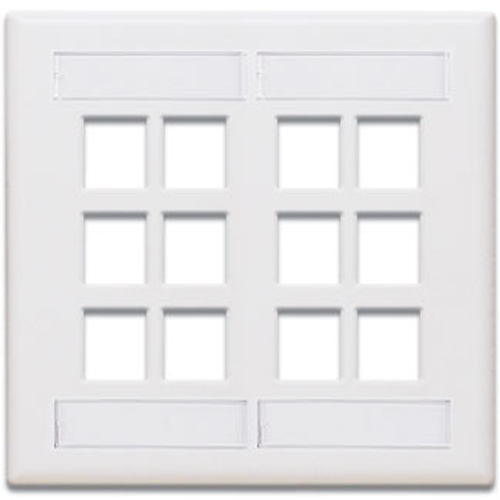 Main product image of Dual-Gang Quickport, Wallplate w/ ID Windows, 12-port (White)