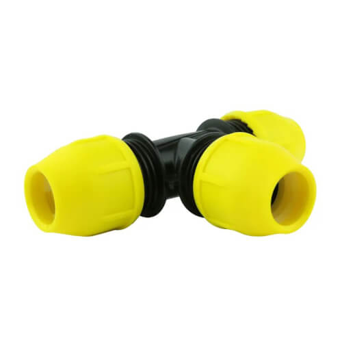 3/4" IPS Underground Yellow Poly Gas Pipe Tee (SDR 11)